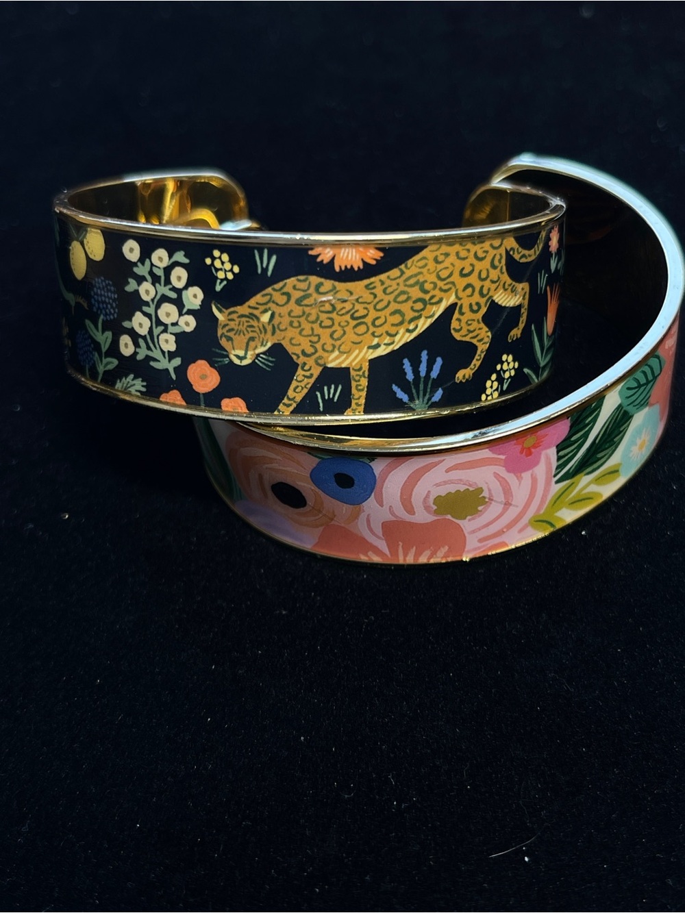 “Menagerie” Gold Plated Enameled Cuff Bracelet by Ruffle Paper Co. - Picture 2 of 6